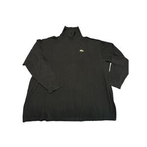 LACOSTE COTTON BLACK TURTLENECK LONG SLEEVE TOP SWEATER Sz 8 XXL MADE IN FRANCE